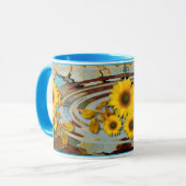 OLD 絵を描 & SUNFLOWERS to Ringer Mug マグカップ (正面左)