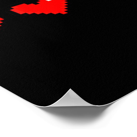 Old 8 Bit Heart Arcade Retro Xel Gamer Valentine's ポスター (角)