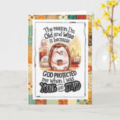 Old and Wise for a Reason Hedgehog Christian Faith カード (黄色い花)