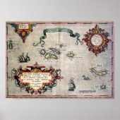 Old Antique Map of the Azores from 1584 - Replica ポスター (正面)