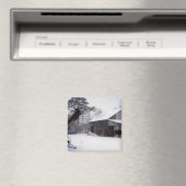 Old Barn in the Snow Rural Winter Photo マグネット (インサイチュ (食洗機))