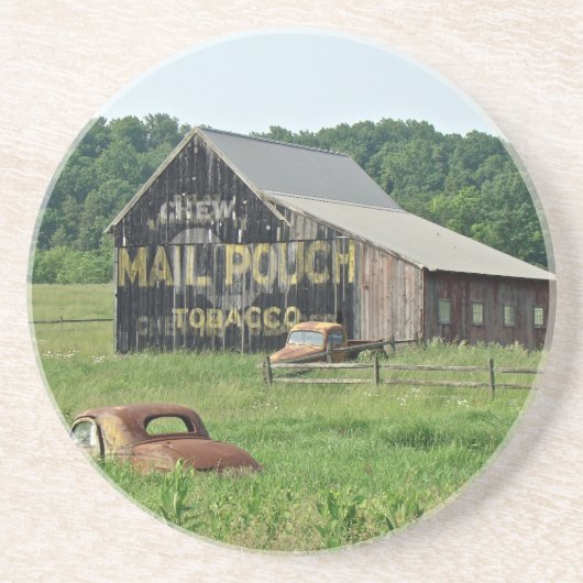 Old Barn Mail Pouch Tobacco Advertising コースター (正面)