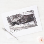 Old Barn through the Branches Winter Snow Photo 長方形シール (封筒)