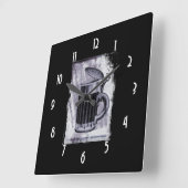 Old Beer Steinイラストレーショングランジ背景 スクエア壁時計 (傾斜)