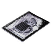 Old Beer Steinイラストレーショングランジ背景 ノートブック (左側)