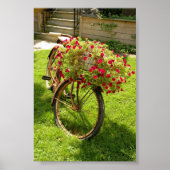Old Bicycle Lawn Decor Flower Planter ポスター (正面)