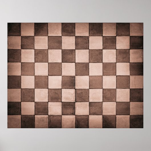 Old black and white tiled stone wall texture backg ポスター (正面)