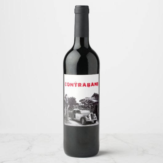Old Black & White CONTRABAND Search Automobile ワインラベル (正面)