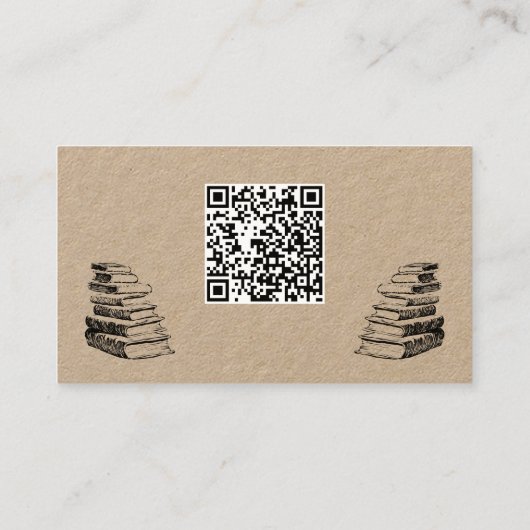 Old Books and Quill Author Writer Librarian QR 名刺 (裏面)