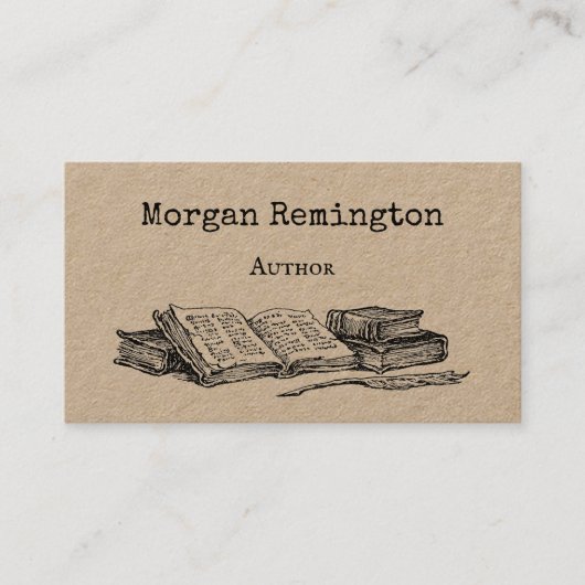 Old Books and Quill Author Writer Librarian QR 名刺 (正面)