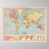 Old British Empire Naval Warship Map (1907) ポスター (正面)