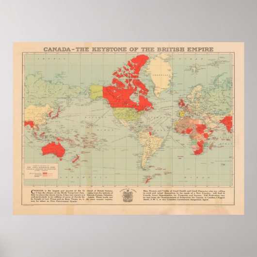 Old British Empire World Map (1920)  ポスター (正面)