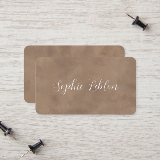 Old Brown Contact Card with Handwritten Name コーリングカード (正面/裏面インサイチュ)