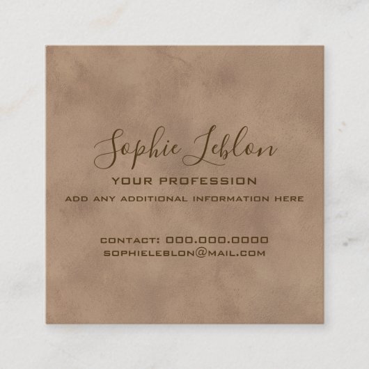 Old Brown Elegant Card with Script Name スクエア名刺 (正面)
