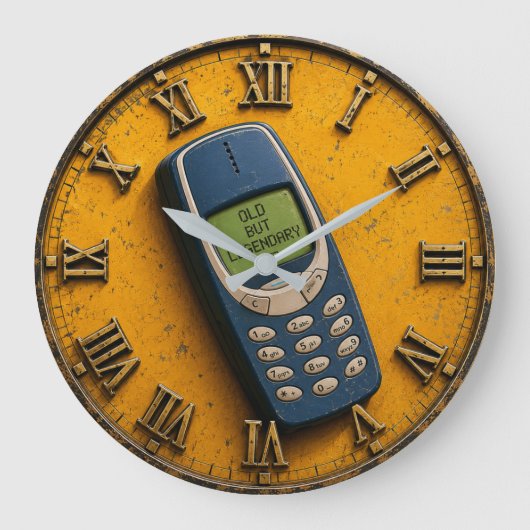 Old But Legendary Retro Brick Phone ラージ壁時計 (正面)
