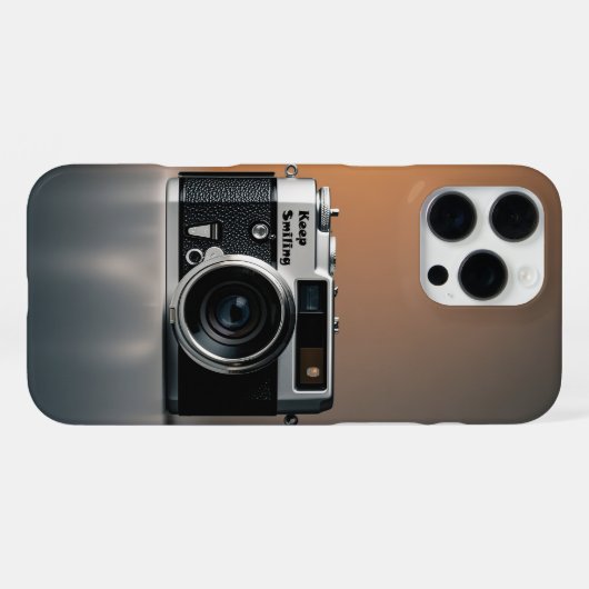 Old camera photographe, vintage camera iPhoneケース (裏面横)