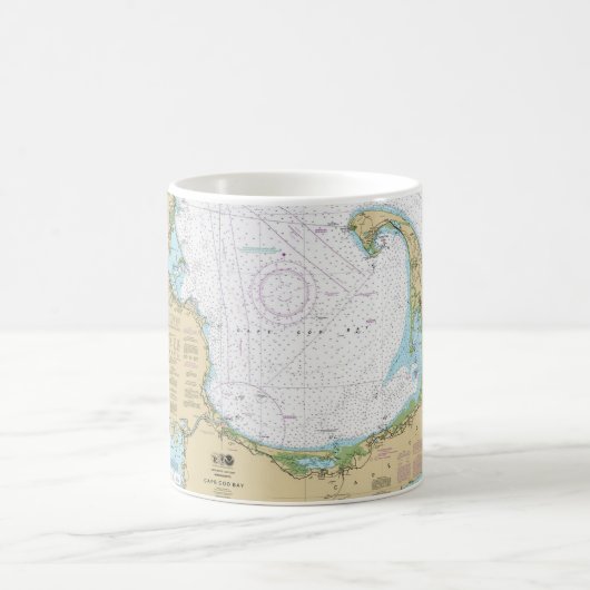 Old Cape Cod Bay Nautical Chart Mug コーヒーマグカップ (中央)