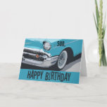 Old Chevy birthday in blue for any son. カード<br><div class="desc">An old,  blue Chevy is featured,  on this fun,  birthday greeting for a son. My Funny Mind Greeting.</div>