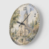 Old Church Wall Clock — Historic Landscape Design ラージ壁時計 (傾斜)