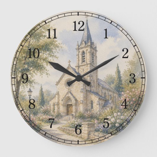 Old Church Wall Clock — Historic Landscape Design ラージ壁時計 (正面)