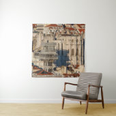 Old city of Lisbon with view tower and church ruin タペストリー (インサイチュ)