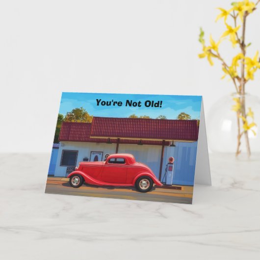 Old Classic Car Getting Old Fun Birthday Card カード (黄色い花)