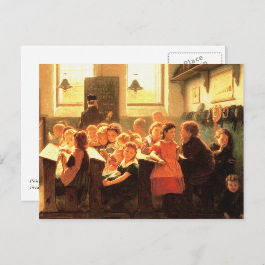 Old Classroom Sceneの絵画ファインアートはがき ポストカード (正面/裏面)
