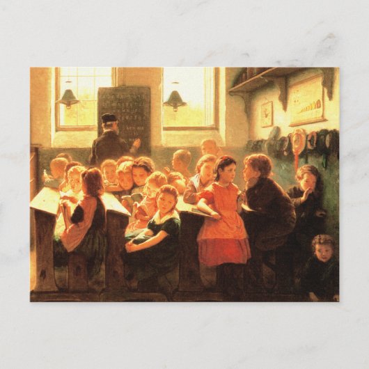Old Classroom Sceneの絵画ファインアートはがき ポストカード (正面)