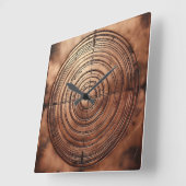 old copper circular grooves スクエア壁時計 (傾斜)