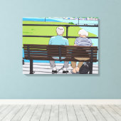 Old couple on a bench canvas print キャンバスプリント (インサイチュ (ウッドフロア))