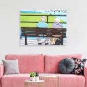 Old couple on a bench canvas print キャンバスプリント (インサイチュ (リビング))
