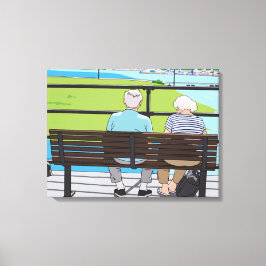 Old couple on a bench canvas print キャンバスプリント