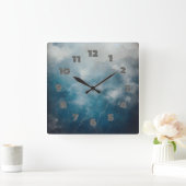 old cracked blue wall スクエア壁時計 (ホーム)