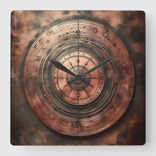 old dirty copper round object スクエア壁時計 (正面)