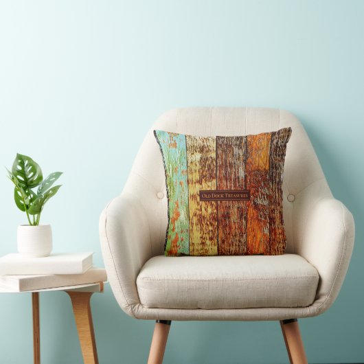 Old Dock planks Throw Pillow クッション (椅子)