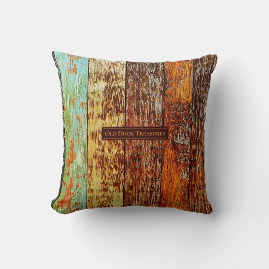 Old Dock planks Throw Pillow クッション (正面)