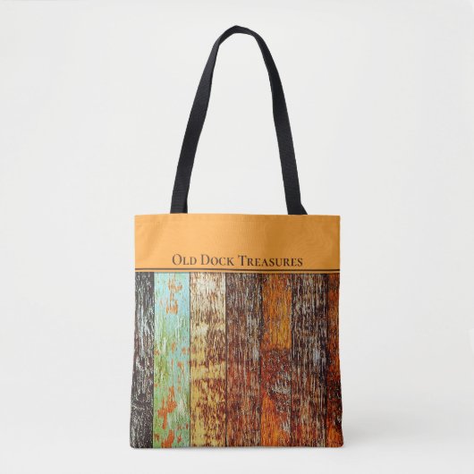 Old Dock Treasures Tote Bag. Sea-worn style. トートバッグ (正面)