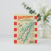 Old Door County Map Postcard ポストカード (スタンド正面)