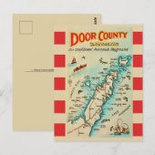 Old Door County Map Postcard ポストカード (正面/裏面)