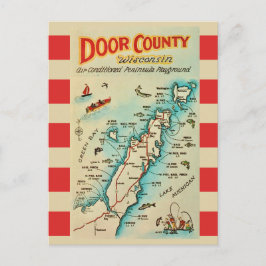 Old Door County Map Postcard ポストカード