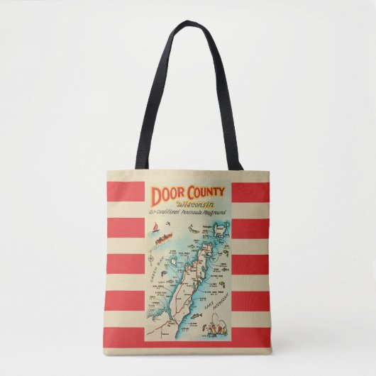 Old Door County Map Shoulder Tote トートバッグ (正面)