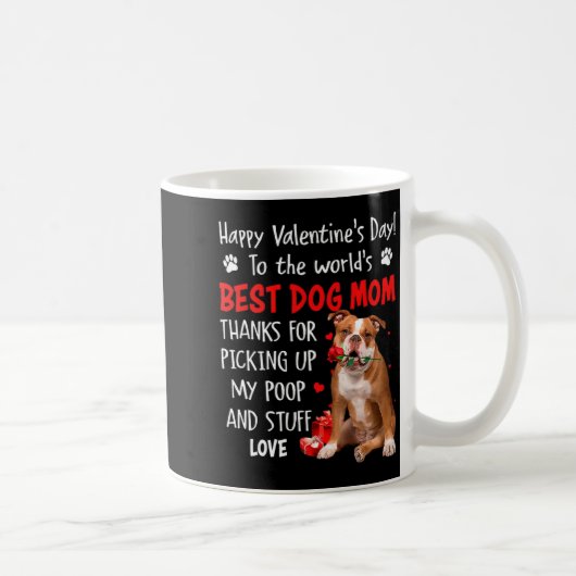 Old English Bulldog Dog Mom Valentines Day Fu  コーヒーマグカップ (右)