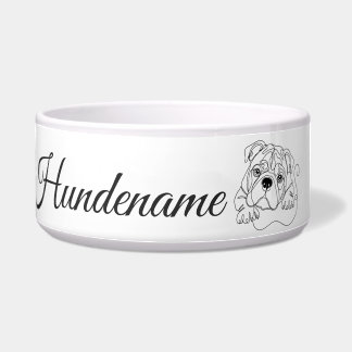 Old English Bulldogge Line Art personalized bowl ボウル