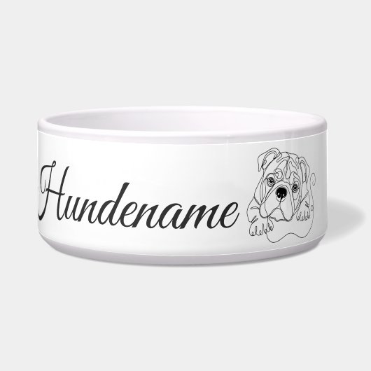 Old English Bulldogge Line Art personalized bowl ボウル (正面)