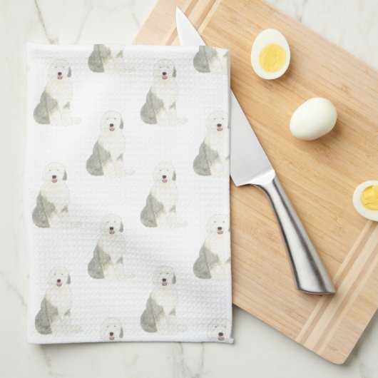 Old English Sheepdog キッチンタオル (四つ折り)