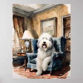 Old English Sheepdog – ドッグアートプリント ポスター