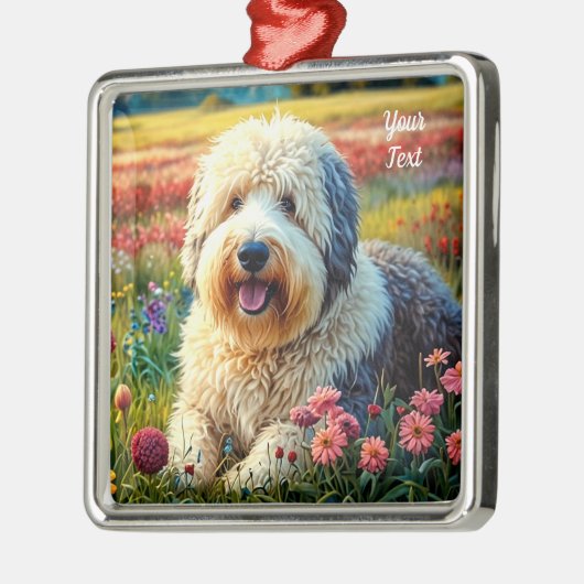 Old English Sheepdog メタルオーナメント (左)