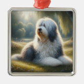 Old English Sheepdog メタルオーナメント (正面)