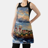 Old English Sheepdog Christmas Boat Holiday エプロン (インサイチュ)