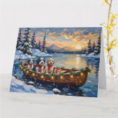 Old English Sheepdog Christmas Boat Holiday カード (黄色い花)